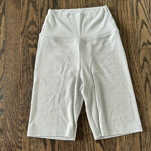 Joah Brown Ribbed Biker Shorts- Seafoam Green/Blue color